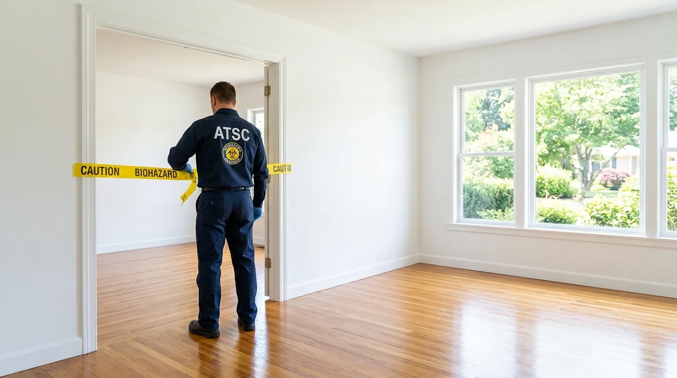 Certified biohazard cleanup crew performing Trauma Scene Cleanup in Maplewood
